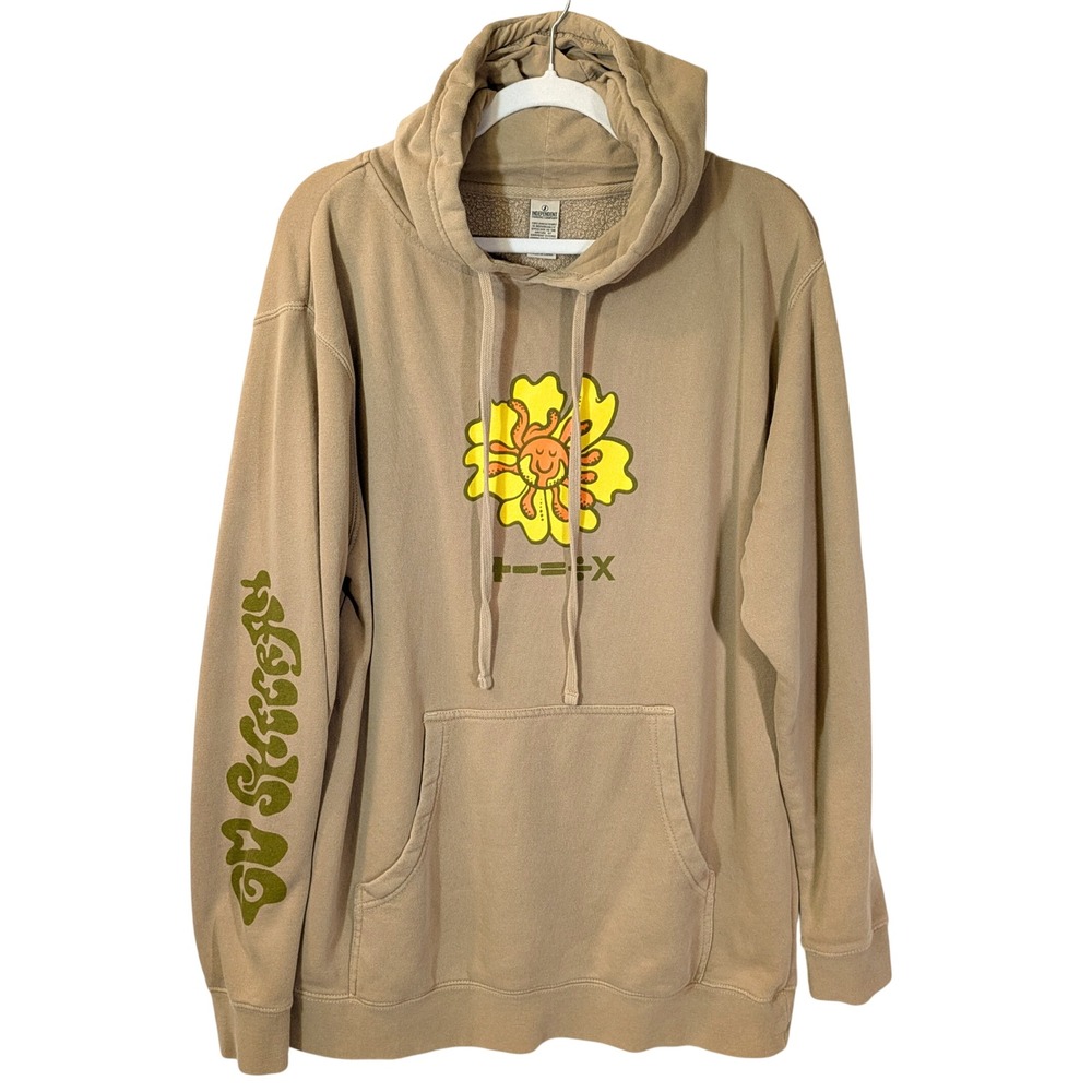 Ed Sheeran Mathematics Tour Hoodie Large Tan Flower Graphic Concert Merch Unisex